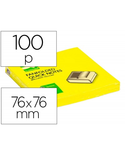 Bloc de notas adhesivas quita y pon q connect 75x75 mm amarillo neon zig zag