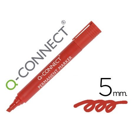 Rotulador q connect marcador permanente rojo punta biselada 50 mm