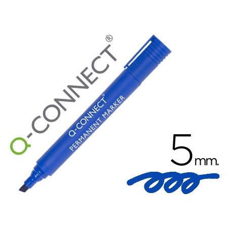 Rotulador q connect marcador permanente azul punta biselada 50 mm