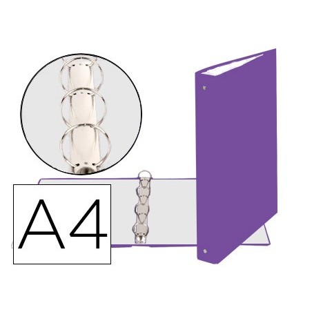 Carpeta de 4 anillas 30mm redondas exacompta din a4 carton forrado morado