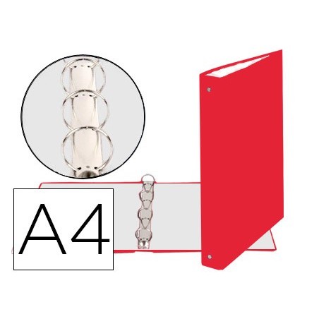 Carpeta de 4 anillas 30mm redondas exacompta din a4 carton forrado rojo