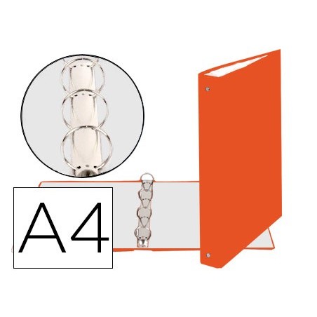 Carpeta de 4 anillas 30mm redondas exacompta din a4 carton forrado naranja