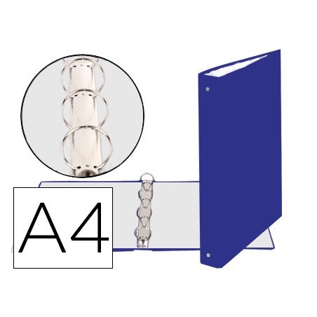 Carpeta de 4 anillas 30mm redondas exacompta din a4 carton forrado azul