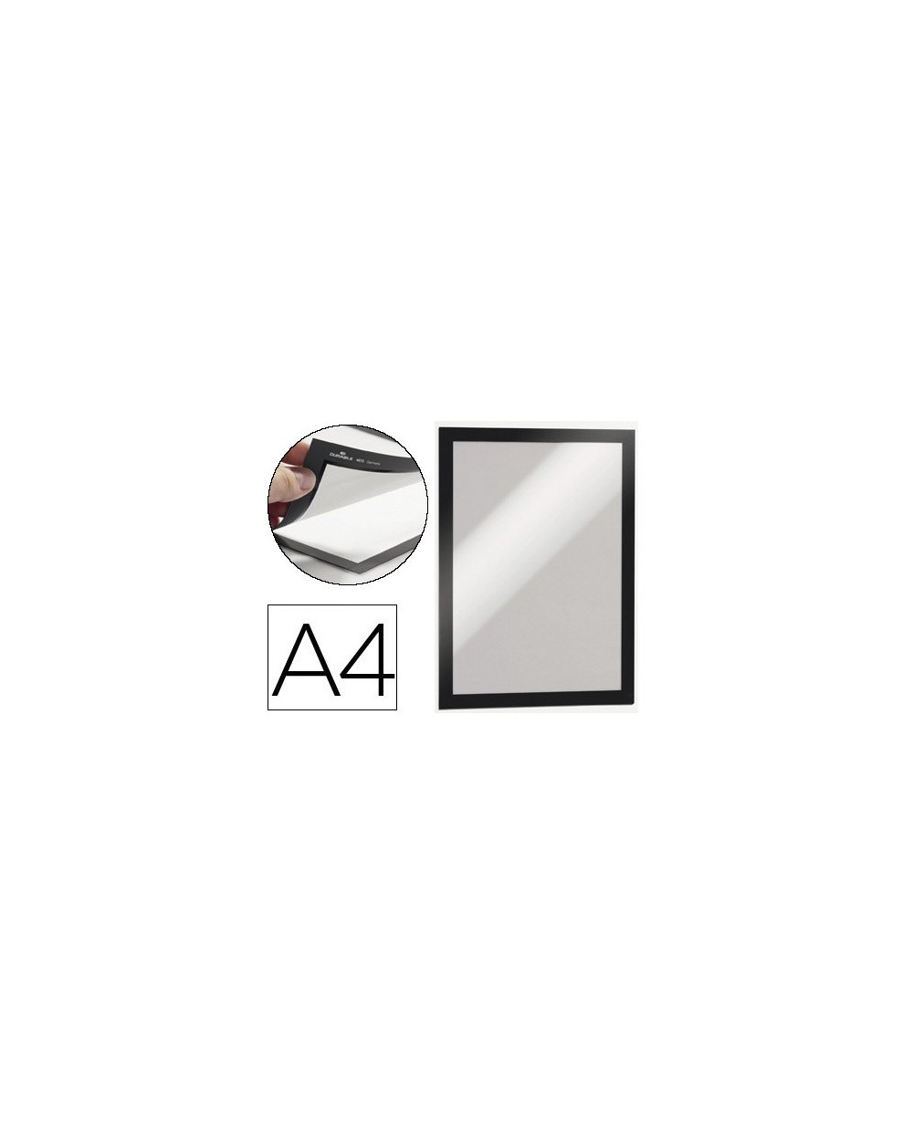 Marco porta anuncios durable magnetico din a4 dorso adhesivo removible color negro pack de 2 unidades