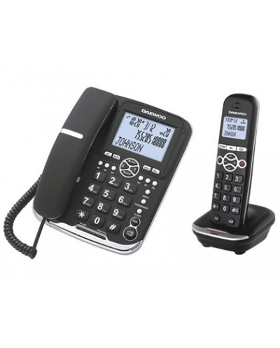 Telefono daewoo dtd 5500 combo fijoinalambrico manos libres rellamada pantalla retroiluminada color negro