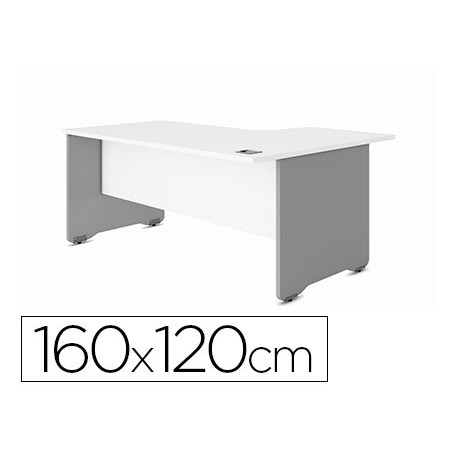 Mesa rocada serie work 160x120 cm derecha acabado ab04 aluminio blanco