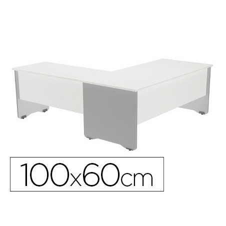Ala para mesa rocada serie work 100x60 cm acabado ab04 aluminio blanco