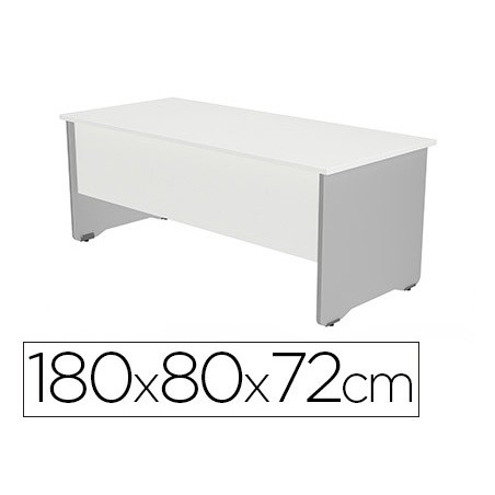 Mesa oficina rocada serie work 180x80 cm acabado ab04 aluminio blanco