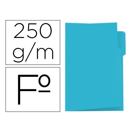 Subcarpeta cartulina gio folio pestana izquierda 250 g m2 azul