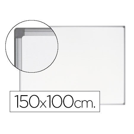 Pizarra blanca bi office earth it magnetica de acero vitrificado marco de aluminio 100 x 150 cm con bandeja para