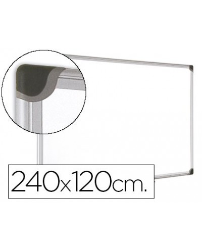 Pizarra blanca bi office magnetica maya w ceramica vitrificada marco de aluminio 240 x 120 cm con bandeja para