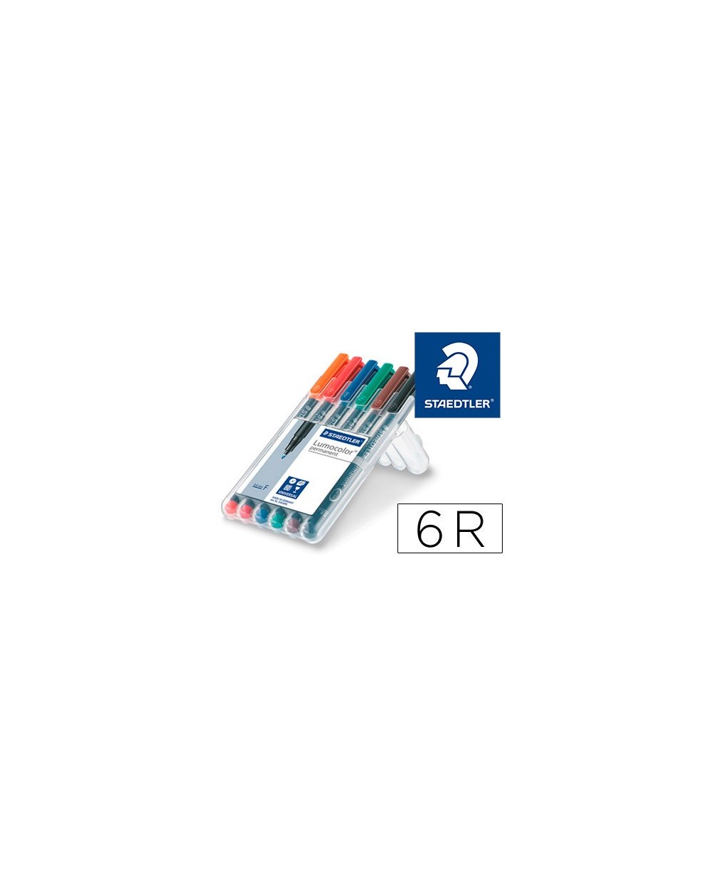 Rotulador staedtler lumocolor retroproyeccion punta de fibra permanente 318 wp estuche 6 colores punta fina