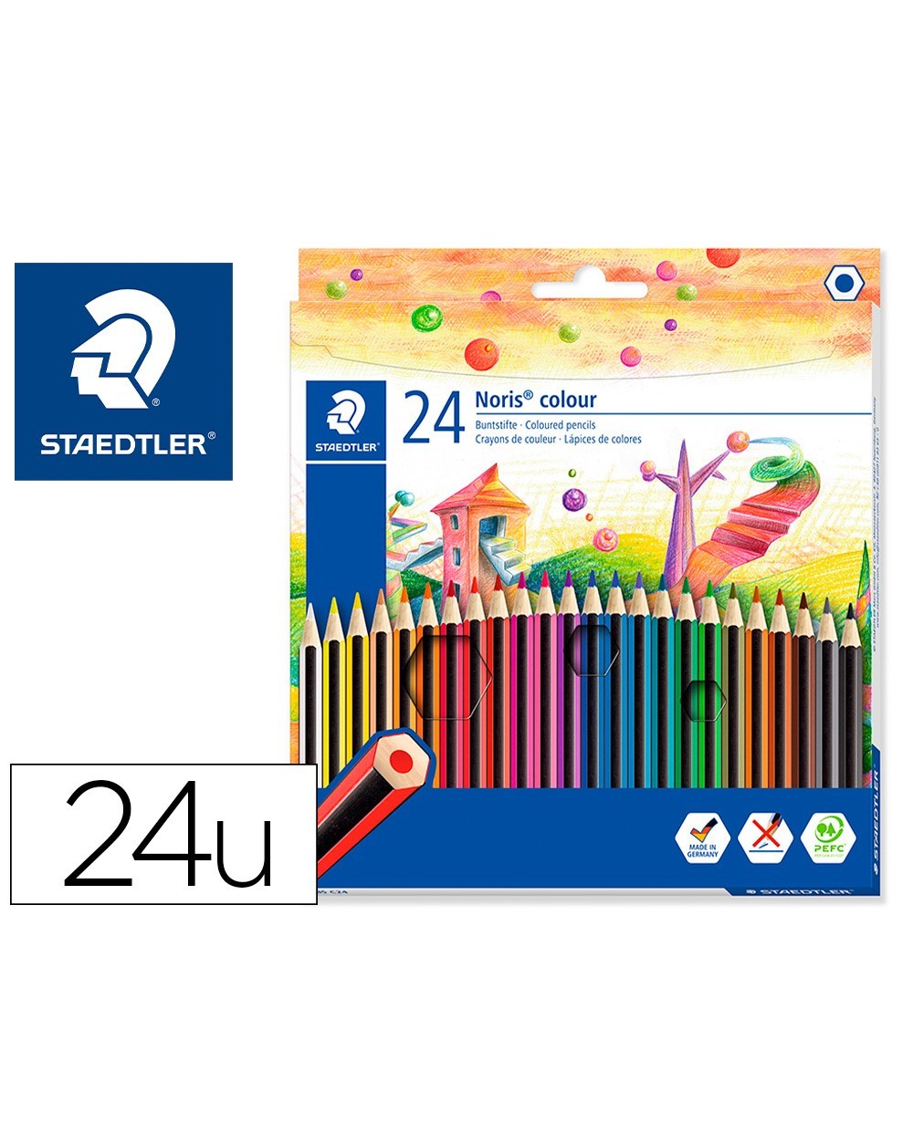 Lapices de colores staedtler wopex ecologico 24 colores en caja de carton