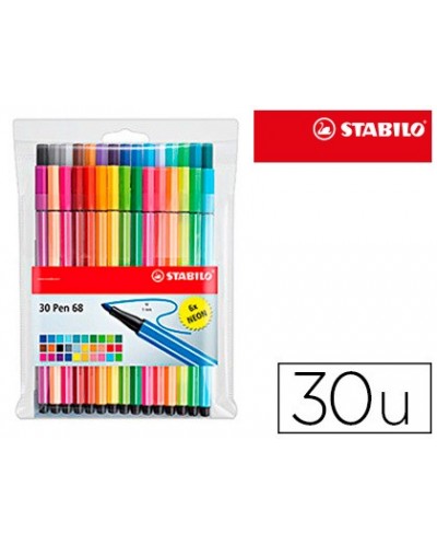 Rotulador stabilo acuarelable pen 68 estuche de 24 colores estandar 6 colores neon