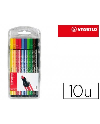 Rotulador stabilo acuarelable pen 68 estuche de 10 colores surtidos