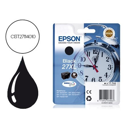 Ink jet epson 27xl wf 3620 3640 7110 7610 7620 negro 1100 pag 