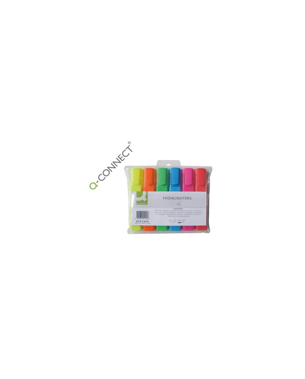 Rotulador q connect fluorescente punta biselada estuche de 6 colores