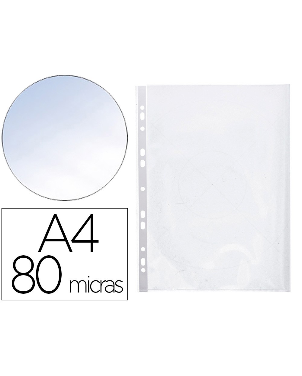 Fundas multitaladro transparente cristal de 80 micras tamaño A4