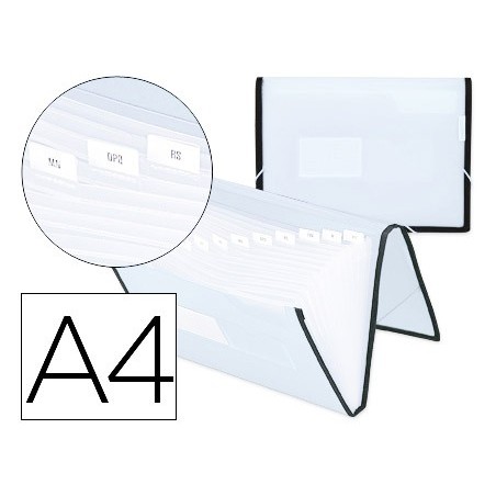 Carpeta liderpapel clasificadora fuelle polipropileno din a4 transparecon ribete negro 13 departamen