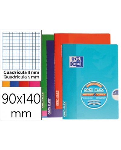Libreta escolar oxford tapa flexible optik paper openflex 48 hojas 90 gr 90 x 140 mm cuadro 5 mm colores surtidos