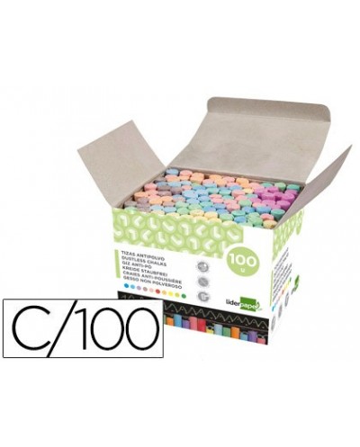 Tiza color antipolvo liderpapel caja de 100 unidades colores surtidos