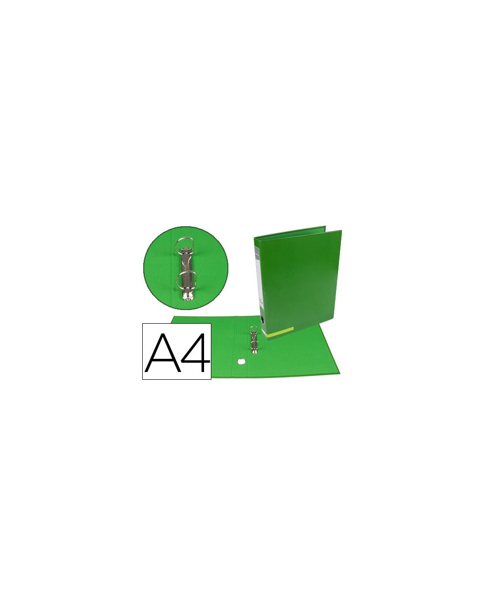 Carpeta de 2 anillas 25 mm mixtas liderpapel a4 forrado color system con ollado y tarjetero verde