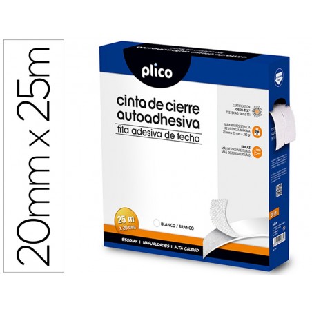 Cinta de cierre adhesiva plico velcro blanco 20mm x 25m