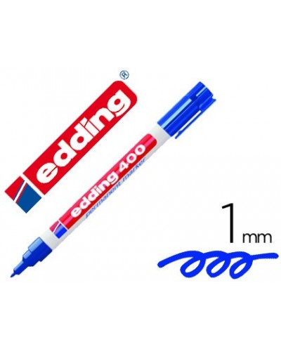 Rotulador edding marcador permanente 400 azul punta redonda 1 mm recargable