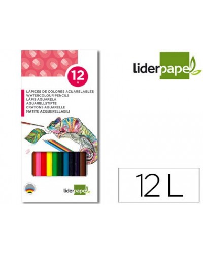 Lapices de colores acuarelables liderpapel caja de 12 colores