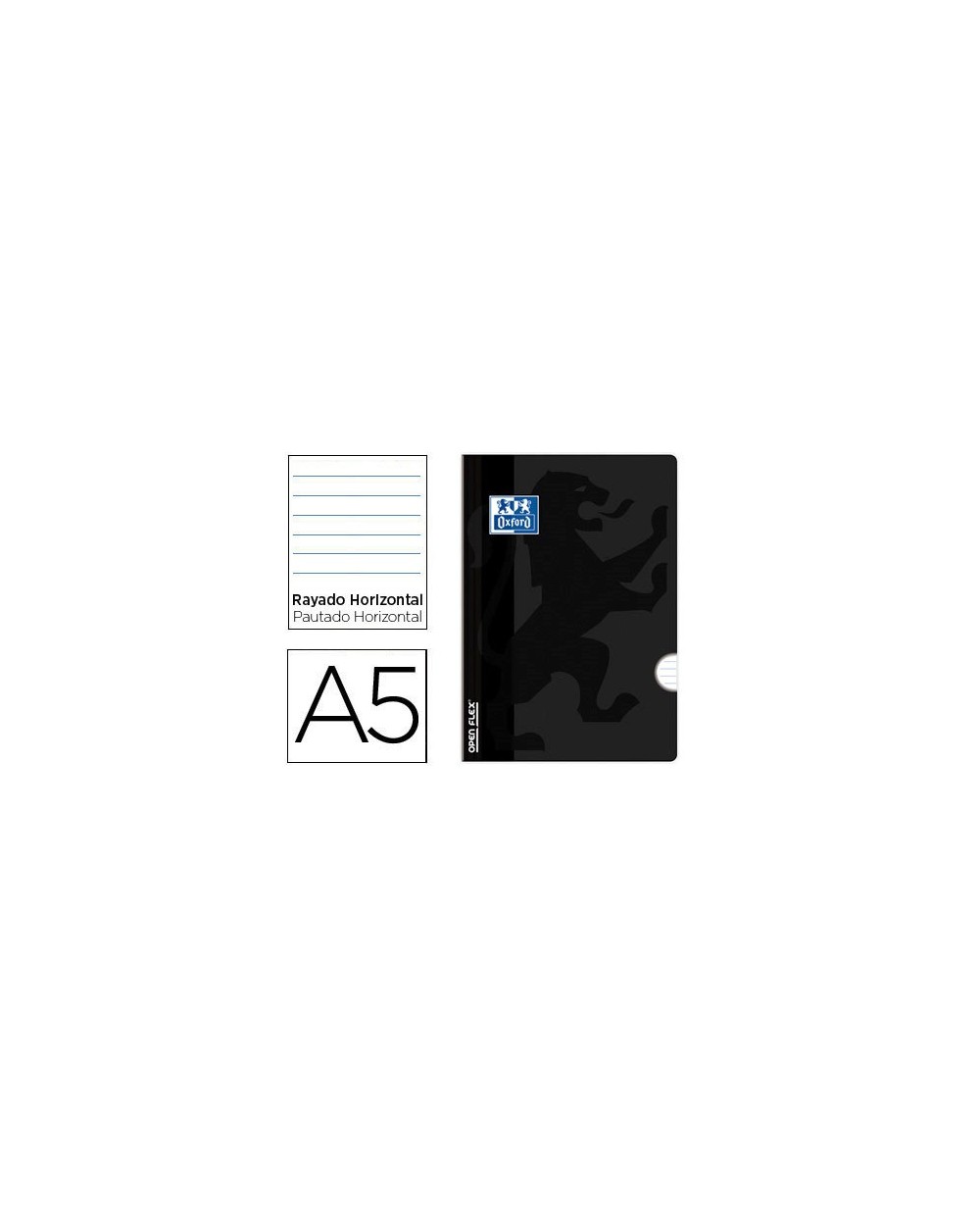 Libreta escolar oxford openflex tapa flexible optik paper 48 hojas din a5 rayado horizontal color negro