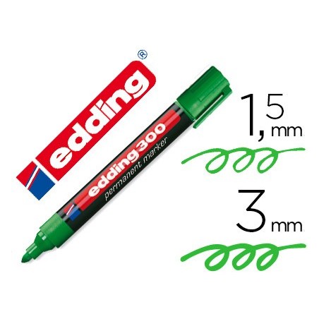 Rotulador edding marcador permanente 300 verde punta redonda 15 3 mm