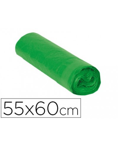 Bolsa basura domestica verde con autocierre 55 x 60 cm rollo de 15 bolsas