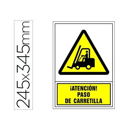 Pictograma syssa senal de advertencia atencion paso de carretilla en pvc 245x345 mm