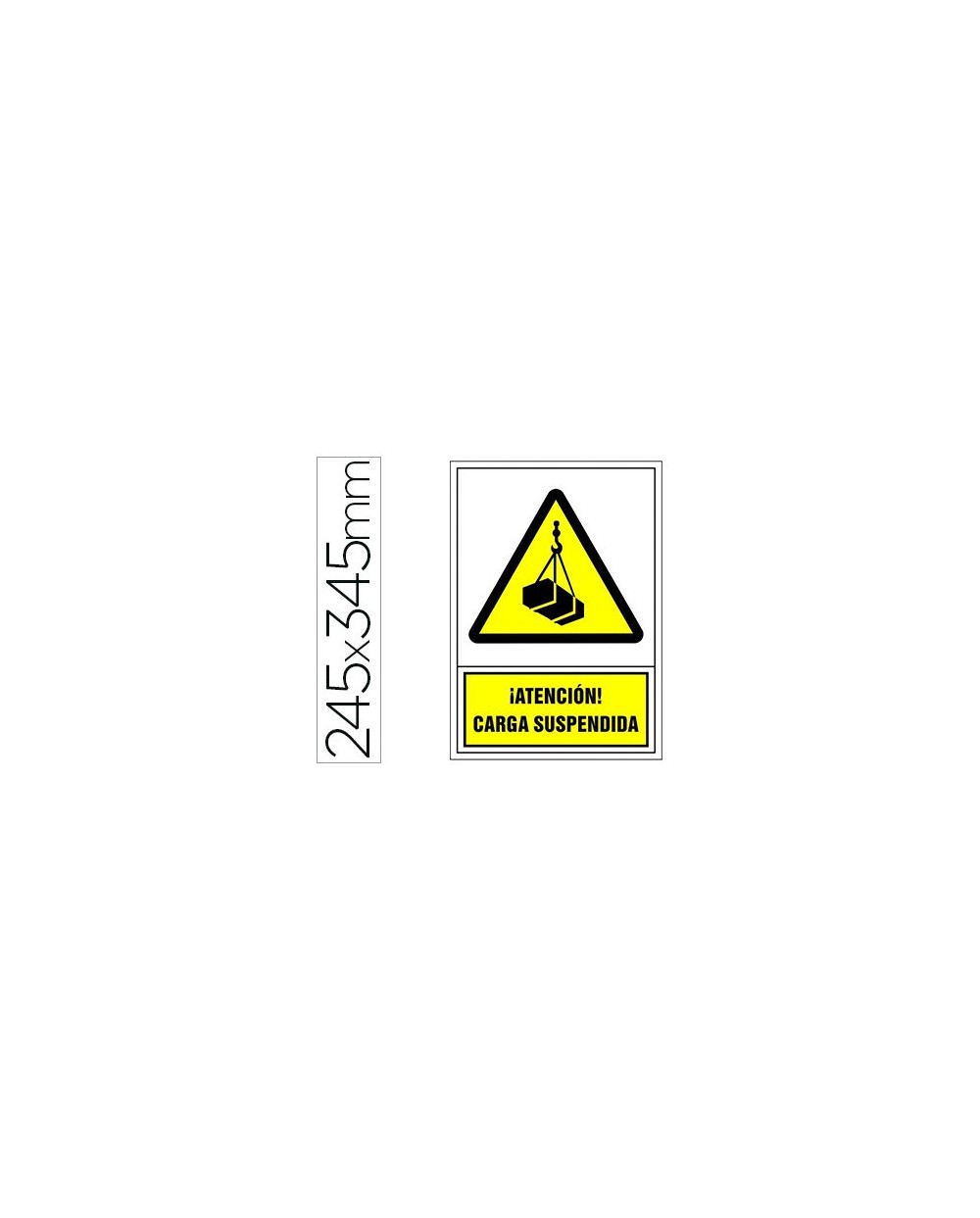 Pictograma syssa senal de advertencia atencion carga suspendida en pvc 245x345 mm
