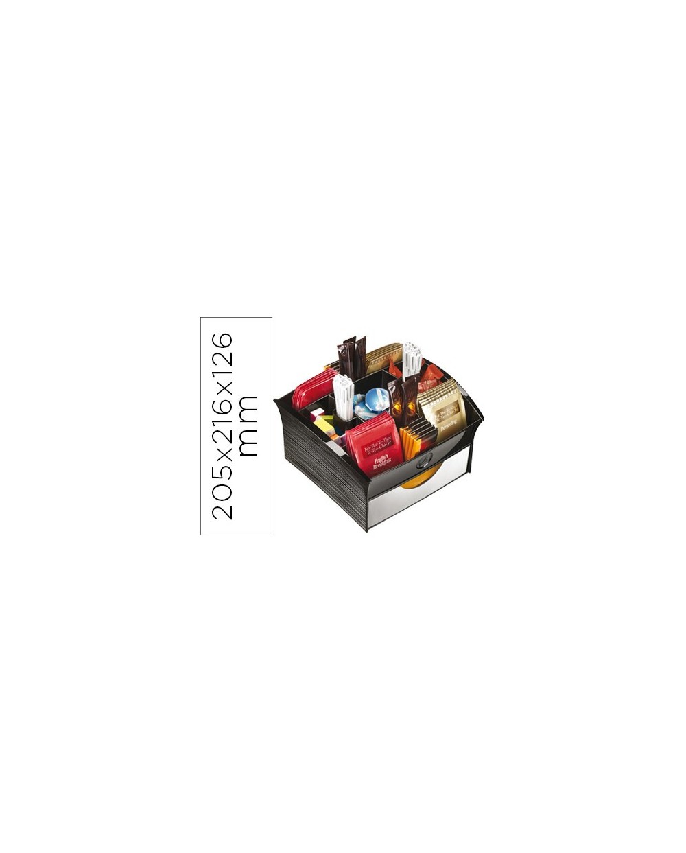 Bandeja organizadora cep con 9 compartimentos poliestireno color negro especial para snack 205x216x126 mm