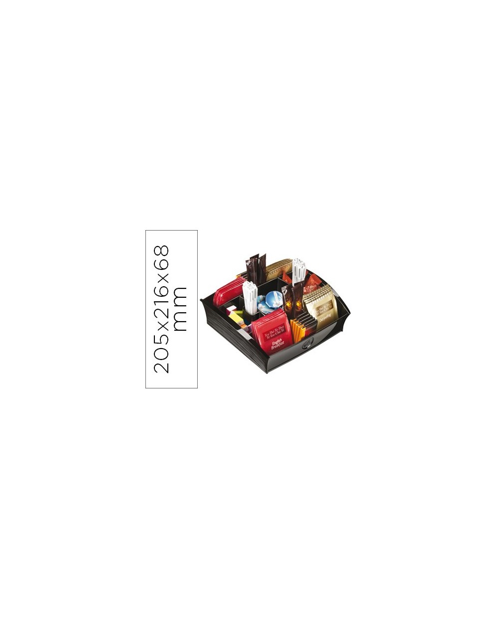 Bandeja organizadora cep con 9 compartimentos poliestireno color negro especial para snacks 205x216x68 mm