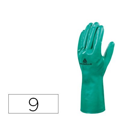 Guantes deltaplus tratado en nitrilo flocado de algodon especial para trabajos con liquidos quimicos talla 9