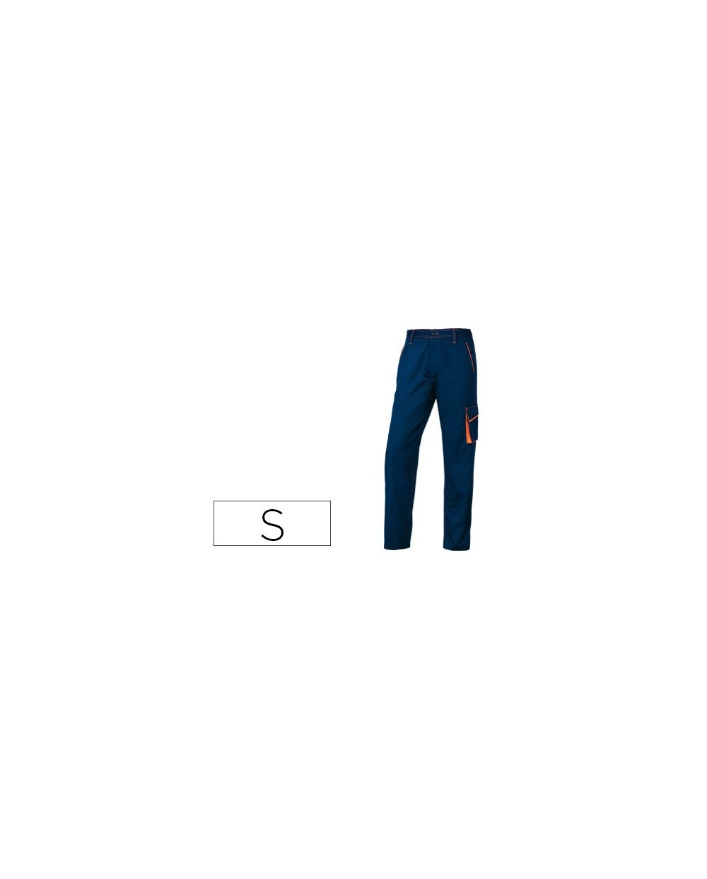Pantalon de trabajo deltaplus cintura ajustable 5 bolsillos color azul naranja talla s