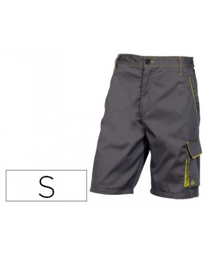 Pantalon de trabajo deltaplus bermuda cintura ajustable 5 bolsillos color gris verde talla s