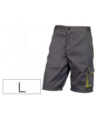 Pantalon de trabajo deltaplus bermuda cintura ajustable 5 bolsillos color gris verde talla l