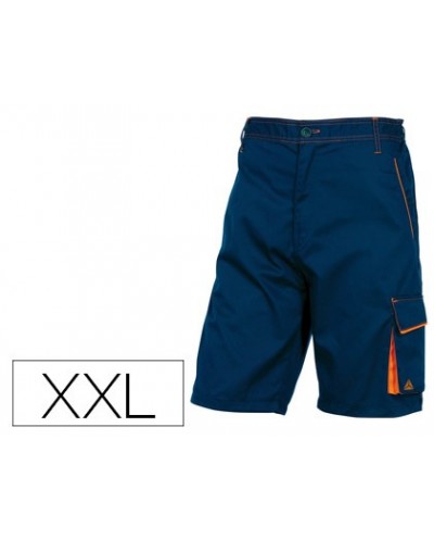 Pantalon de trabajo deltaplus bermuda cintura ajustable 5 bolsillos color azul naranjatalla xxl
