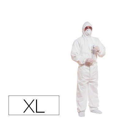 Traje de seguridad deltaplus polipropileno con capucha de un solo uso color blanco talla xl