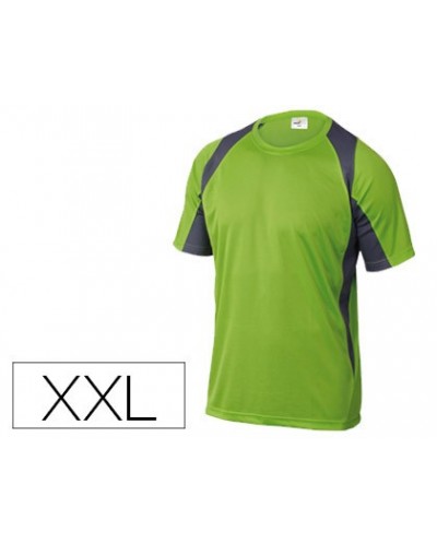 Camiseta deltaplus poliester manga corta cuello redondo tratamiento secado rapido color verde gris talla xxl