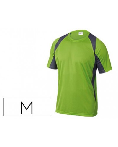 Camiseta deltaplus poliester manga corta cuello redondo tratamiento secado rapido color verde gris talla m