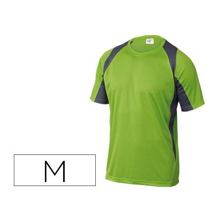 Camiseta deltaplus poliester manga corta cuello redondo tratamiento secado rapido color verde gris talla m