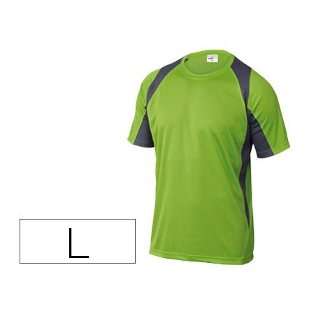 Camiseta deltaplus poliester manga corta cuello redondo tratamiento secado rapido color verde gris talla l