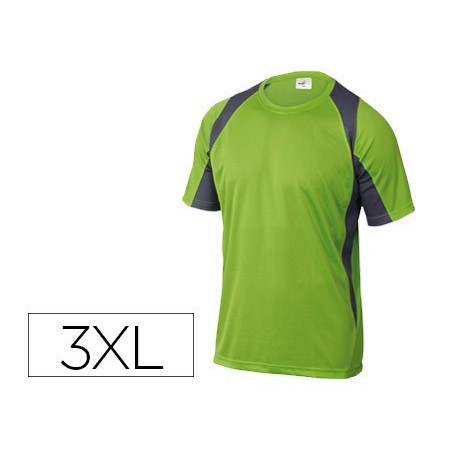 Camiseta deltaplus poliester manga corta cuello redondo tratamiento secado rapido color verde gris talla 3xl