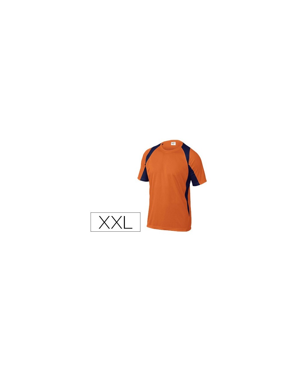 Camiseta deltaplus poliester manga corta cuello redondo tratamiento secado rapido color naranja marino talla