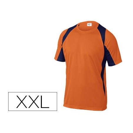 Camiseta deltaplus poliester manga corta cuello redondo tratamiento secado rapido color naranja marino talla