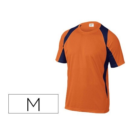 Camiseta deltaplus poliester manga corta cuello redondo tratamiento secado rapido color naranja marino talla m